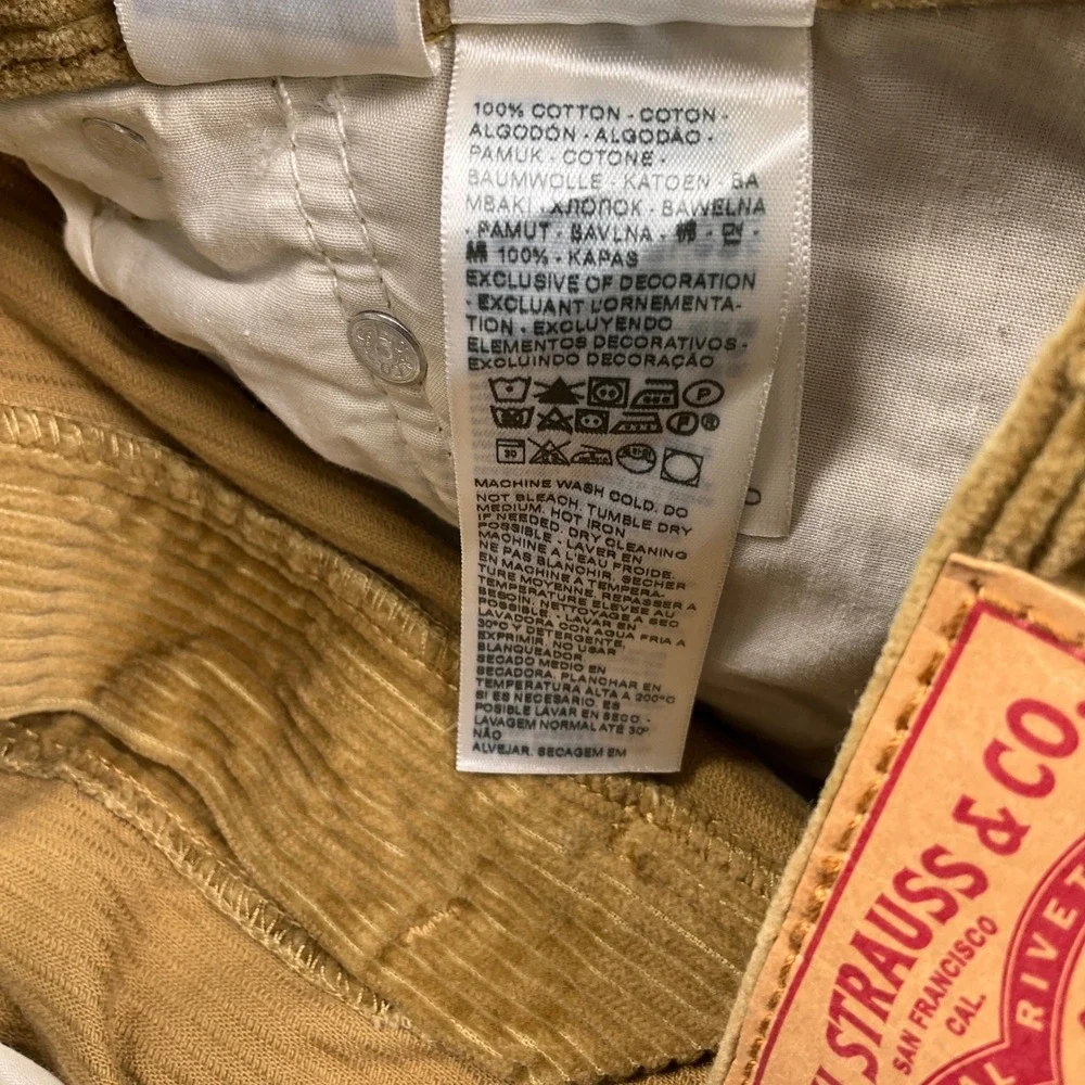 Levi's 502 Corduroy Pants Men 32W 30L Tan‎ Straight Leg Irregular Jeans NWT